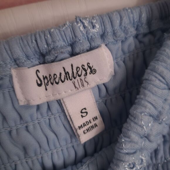 Blue Shirred Peasant Blouse with Peplum Lace - Picture 3 of 3